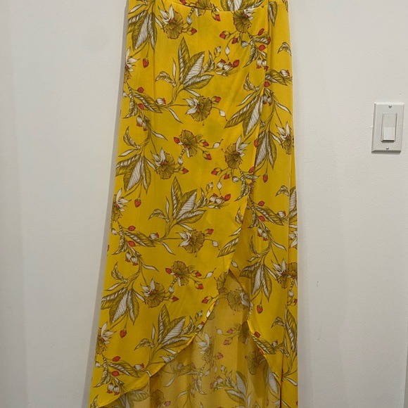 NWT Express Yellow Floral Wrap Maxi Skirt - Picture 3 of 5